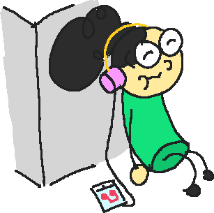 Drawing of myself listening to music on headphones.